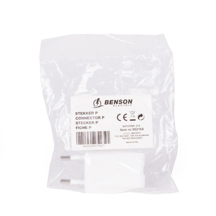 Benson Platte Eurostekker – Wit – 2.5 Ampère – Type C