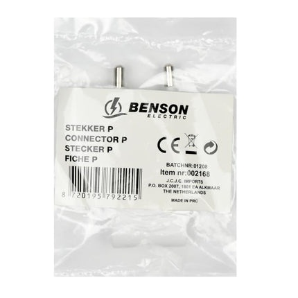 Benson Platte Eurostekker – Wit – 2.5 Ampère – Type C