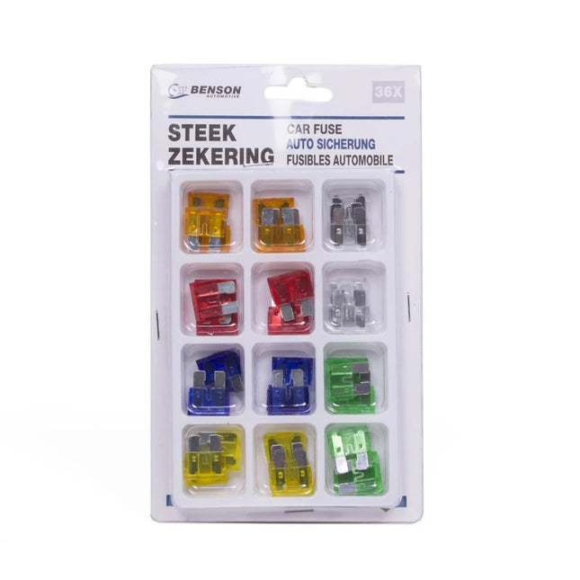 Benson Auto Steekzekeringen Set – 36-delig – 5A t/m 30A – Universele Bescherming