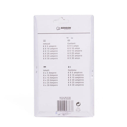 Benson Auto Steekzekeringen Set – 36-delig – 5A t/m 30A – Universele Bescherming