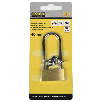 Stahlex Hoog Hangslot – 40 mm – Veiligheidscategorie C – 3 Sleutels
