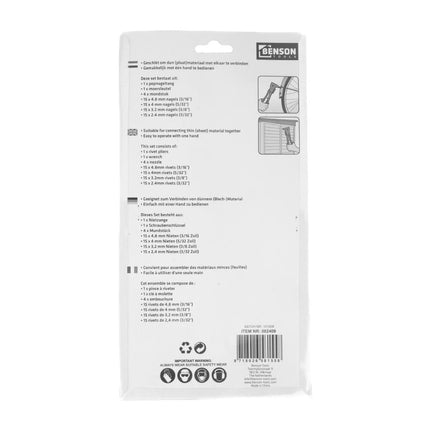 Benson Popnageltang Set - Inclusief 60 Popnagels - 4 Maten - Lichtgewicht