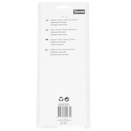 Benson Houtbeitelset - 3-delig - 12, 18 & 24 mm - Lotus Houten Greep