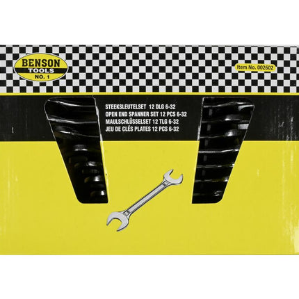 Benson Steeksleutelset - 12-delig - 6 t/m 32 mm - Chroom-Vanadiumstaal