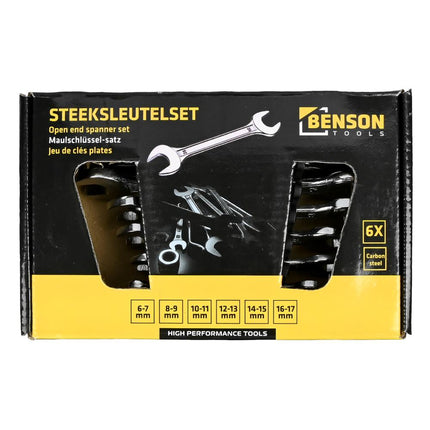 Benson Steeksleutelset - 6-delig - 6 t/m 17 mm - Chroom-Vanadiumstaal
