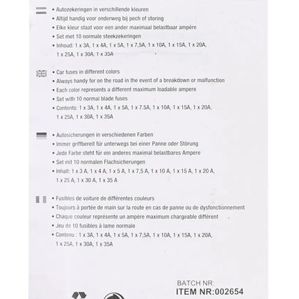 Benson Auto Steekzekeringen Set – 10-delig – 3A t/m 30A – Universeel