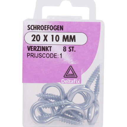 Deltafix Schroefogen – 20 x 10 mm – 8 stuks – Verzinkt