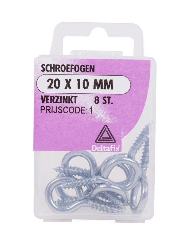 Deltafix Schroefogen – 20 x 10 mm – 8 stuks – Verzinkt