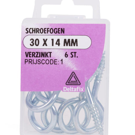 Deltafix Schroefogen – 30 x 14 mm – 6 stuks – Verzinkt