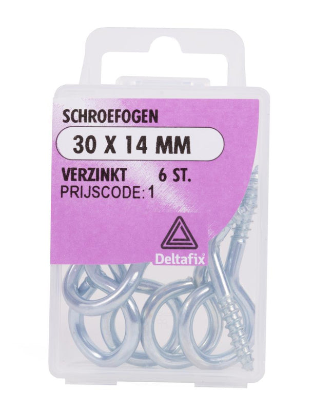 Deltafix Schroefogen – 30 x 14 mm – 6 stuks – Verzinkt