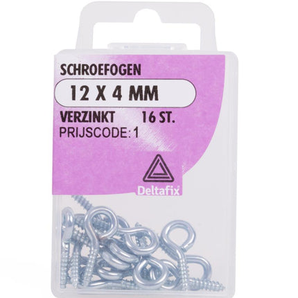 Deltafix Schroefogen – 12 x 4 mm – 12 stuks – Verzinkt