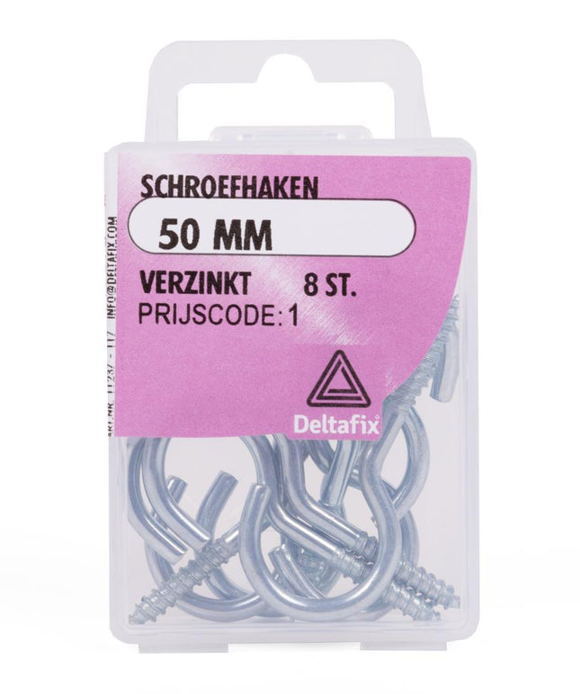 Deltafix Schroefhaken – 50 mm – 20 stuks – Verzinkt