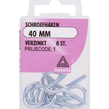 Deltafix Schroefhaken – 50 mm – 8 stuks – Inclusief Opbergbox
