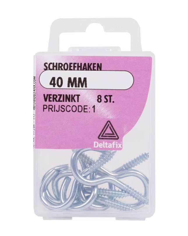 Deltafix Schroefhaken – 50 mm – 8 stuks – Inclusief Opbergbox