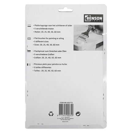 Benson Verfkwastenset Plat 5-delig - Diverse Maten - Voor 2-Componenten