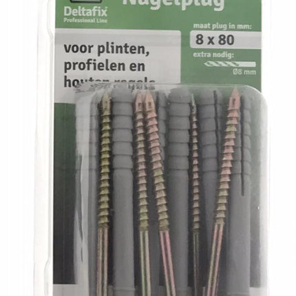 Deltafix Slagpluggen – 8 x 80 mm – 25 stuks – Verzinkt