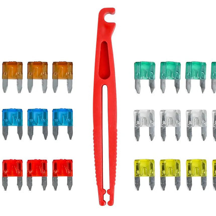 Benson Mini-Steekzekeringen Set – 25-delig – Inclusief Zekeringtrekker – 5A t/m 30A
