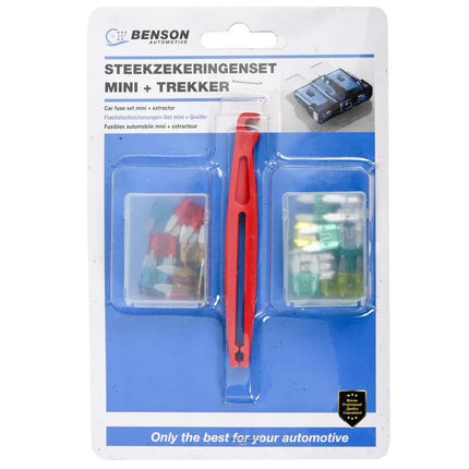 Benson Mini-Steekzekeringen Set – 25-delig – Inclusief Zekeringtrekker – 5A t/m 30A