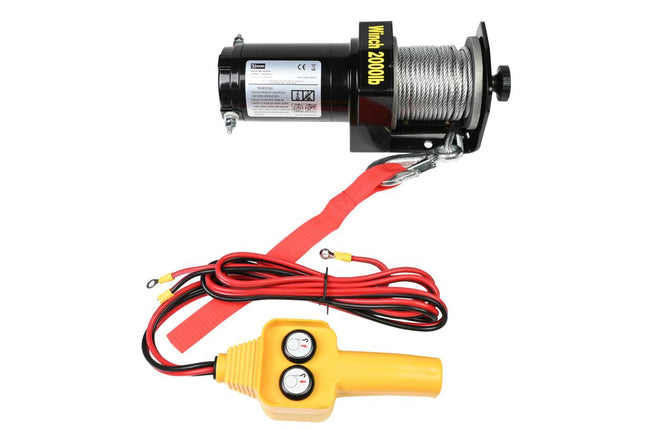 Benson Elektrische Lier 12V – 2000 LBS (907 kg) – 15 Meter Staalkabel – Met Afstandsbediening