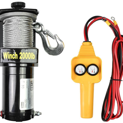 Benson Elektrische Lier 12V – 2000 LBS (907 kg) – 15 Meter Staalkabel – Met Afstandsbediening