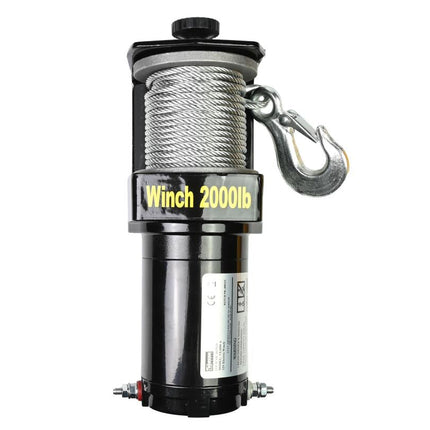 Benson Elektrische Lier 12V – 2000 LBS (907 kg) – 15 Meter Staalkabel – Met Afstandsbediening