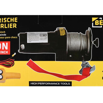 Benson Elektrische Lier 12V – 2000 LBS (907 kg) – 15 Meter Staalkabel – Met Afstandsbediening