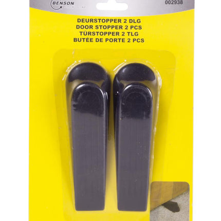 Benson Flexibele Deurstopper Wig - Set van 2 - PVC - Zwart - Max. 100 kg
