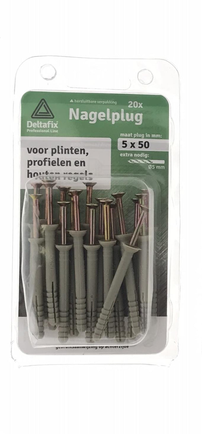 Deltafix Slagpluggen – 5 x 50 mm – 20 stuks – Verzinkt