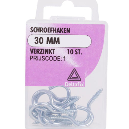 Deltafix Schroefhaken – 30 mm – 10 stuks – Verzinkt