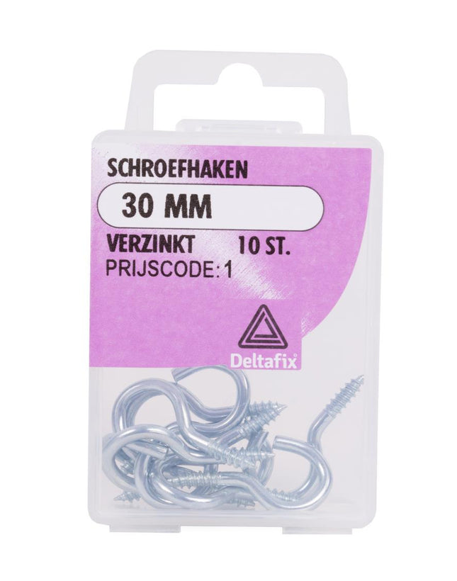 Deltafix Schroefhaken – 30 mm – 10 stuks – Verzinkt
