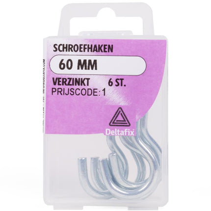 Deltafix Schroefhaken – 60 mm – 6 stuks – Inclusief Opbergbox