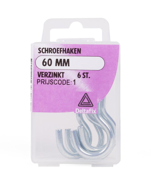 Deltafix Schroefhaken – 60 mm – 6 stuks – Inclusief Opbergbox