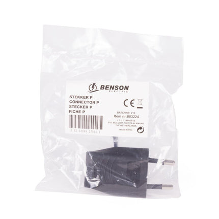 Benson Platte Eurostekker – Zwart – 2.5 Ampère – Type C