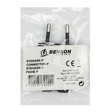 Benson Platte Eurostekker – Zwart – 2.5 Ampère – Type C