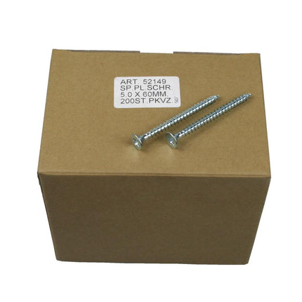 Deltafix Spaanplaatschroeven – 5.0 x 60 mm – 200 stuks – Verzinkt