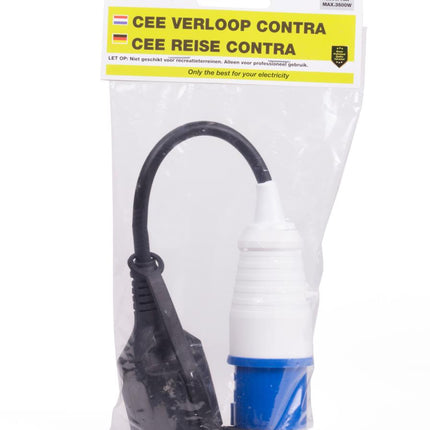 Benson Camping Adapter CEE 16A Mannetje naar Schuko Contrastekker – IP44