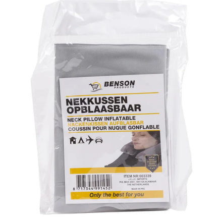Benson Opblaasbaar Nekkussen - Velours - Compact Reiskussen