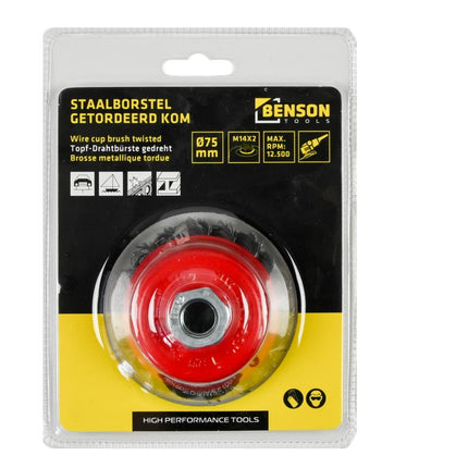 Benson Komstaalborstel Getordeerd – Ø 75 mm – M14 Aansluiting