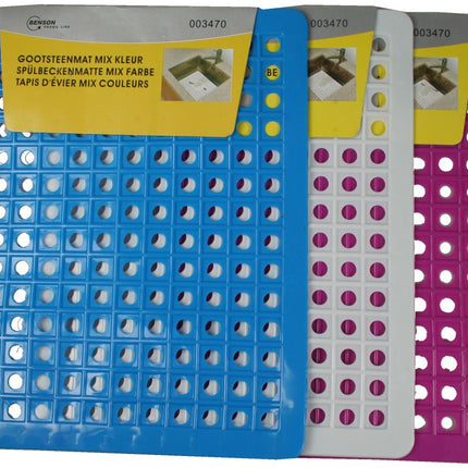 Benson Vierkante Gootsteenmat - 30 x 25 cm - PVC - Op Maat te Knippen - Kleurenmix