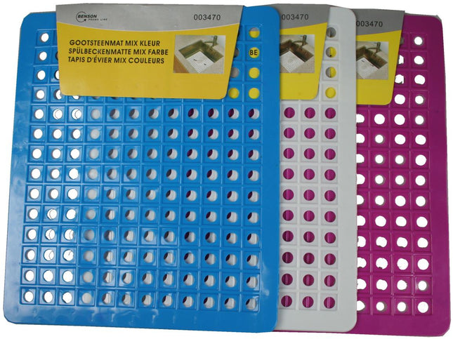 Benson Vierkante Gootsteenmat - 30 x 25 cm - PVC - Op Maat te Knippen - Kleurenmix