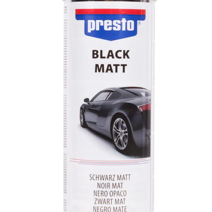 Presto Mat Zwarte Spuitlak – 500 ml – Professionele Nitro-Combi Kwaliteit