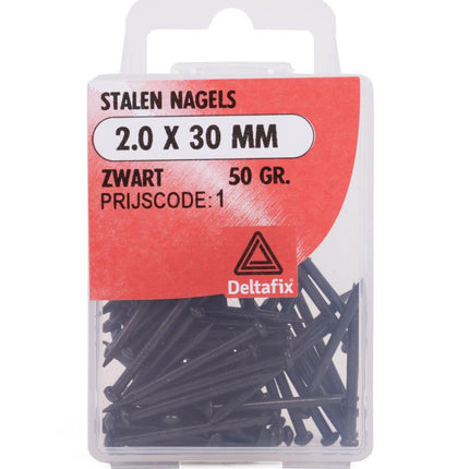 Deltafix Stalen Nagels – Zwart – 2.0 x 40 mm