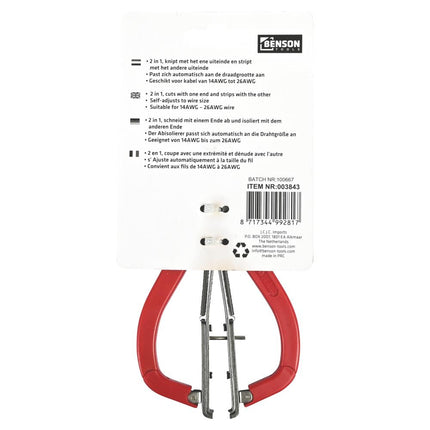 Benson 2-in-1 Afstriptang & Draadsnijder - Ergonomisch - Rood