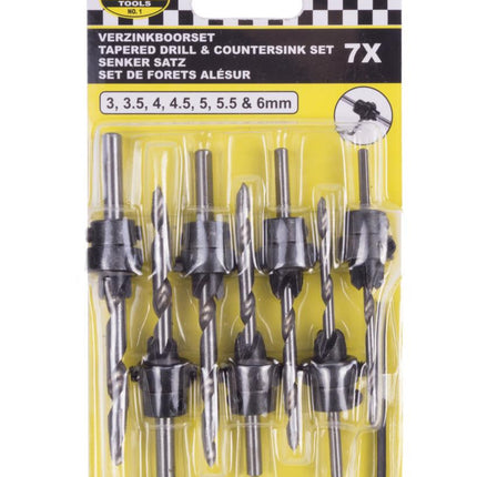 Benson Verzinkboorset - 7-delig - Ø 3 t/m 6 mm - Traploos Instelbaar