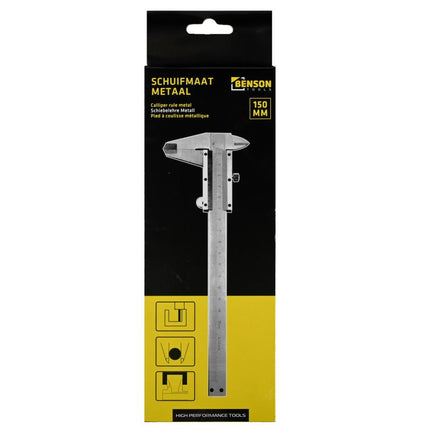 Benson Schuifmaat – 150 mm – Metaal – 0,01 mm Nauwkeurig – Inclusief Opbergbox