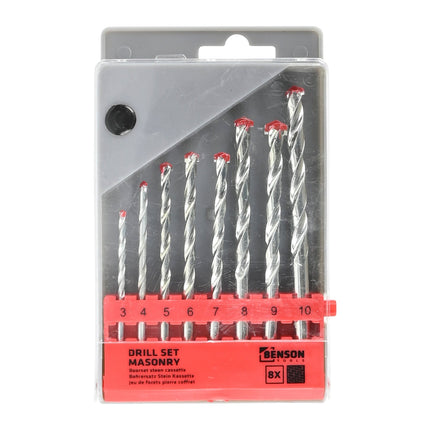 Benson Steenboorset - 8-delig - 3 t/m 10 mm - Inclusief Handige Cassette