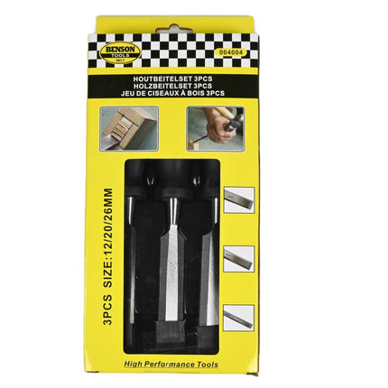 Benson Pro Houtbeitelset - 3-delig - 12, 20 & 26 mm - Ergonomische Grip