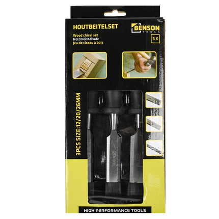 Benson Pro Houtbeitelset - 3-delig - 12, 20 & 26 mm - Ergonomische Grip
