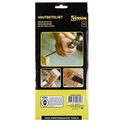 Benson Pro Houtbeitelset - 3-delig - 12, 20 & 26 mm - Ergonomische Grip