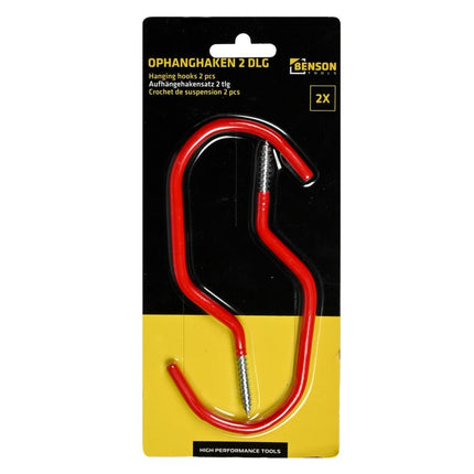 Benson Stalen Ophanghaken – 15 cm – Set van 2 – Rood